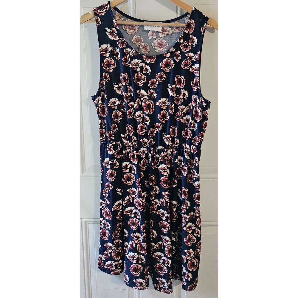 French Grey Womens XXL Floral Sleeveless Fit & Flare Dress Navy Pink Stretch...